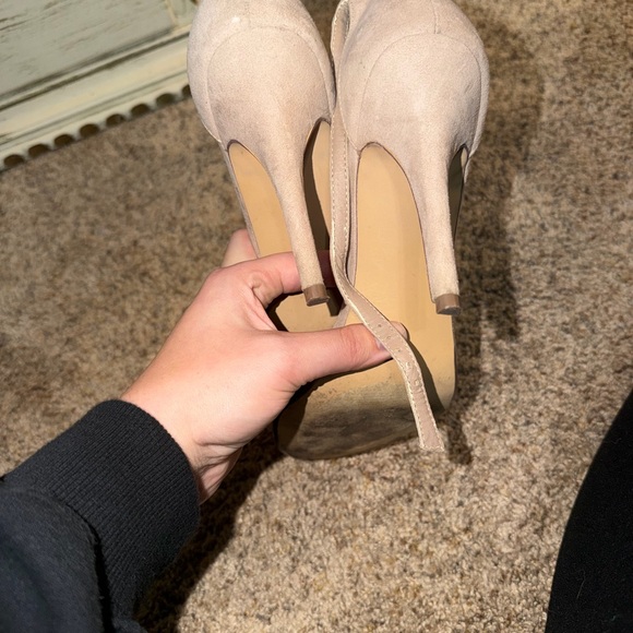 Madden Girl Taupe Heels with Rhinestone Bow - Picture 3 of 4